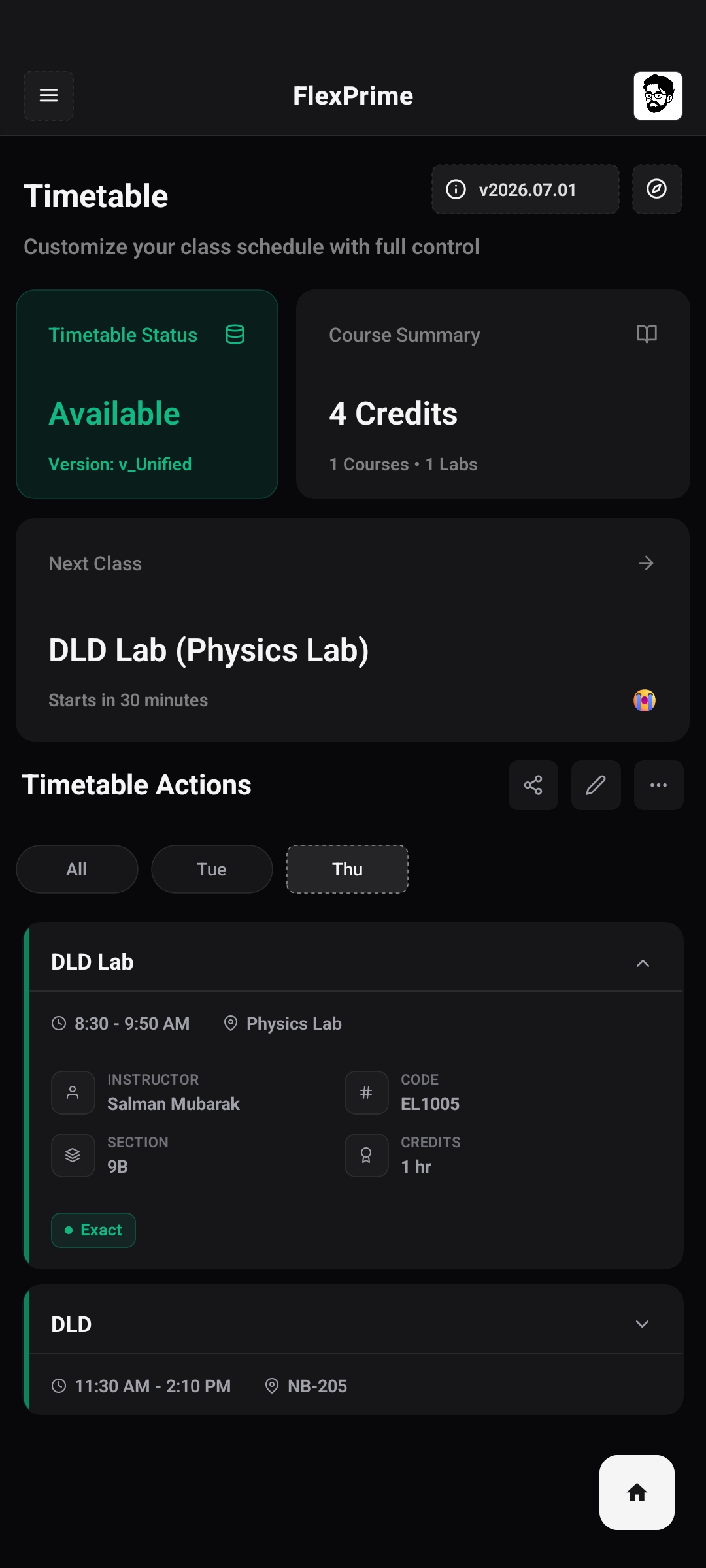 Timetable